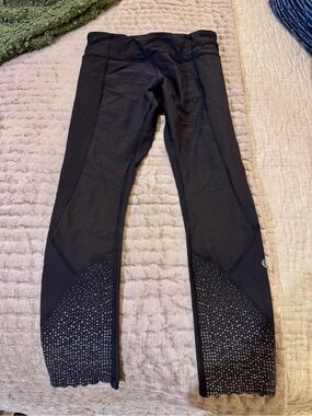 lululemon athletica Black Capri Leggings with Dot Detail